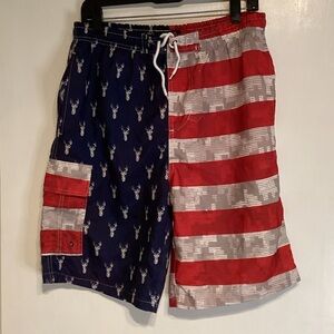 North 15 Black Label Men's Patriotic Swim Trunks sz medium